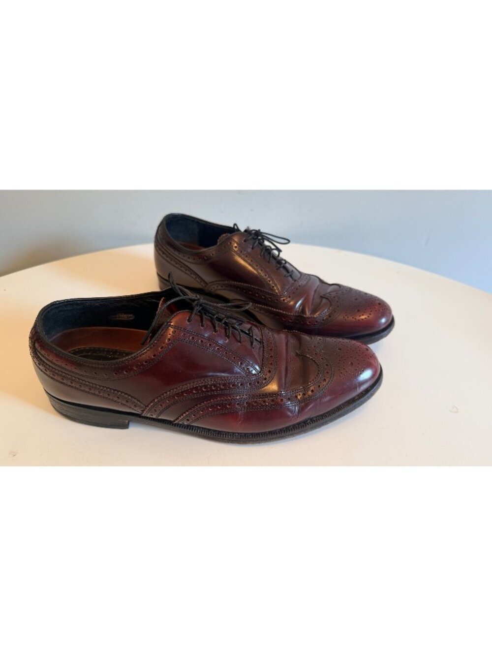 Florsheim Mens Burgundy Leather Wingtip Oxford Dress Shoes Size 9D Made In USA